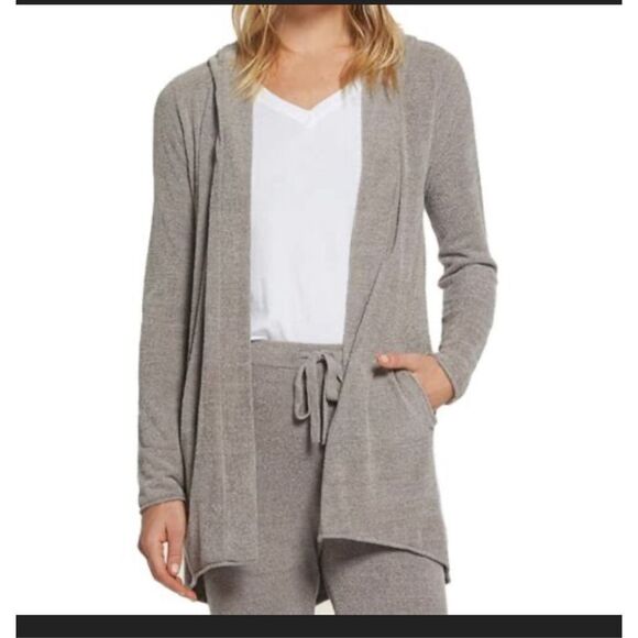 Barefoot Dreams Women 3X CozyChic UltraLite Long Rose Hooded Cardigan Pockets NW - Picture 5 of 7